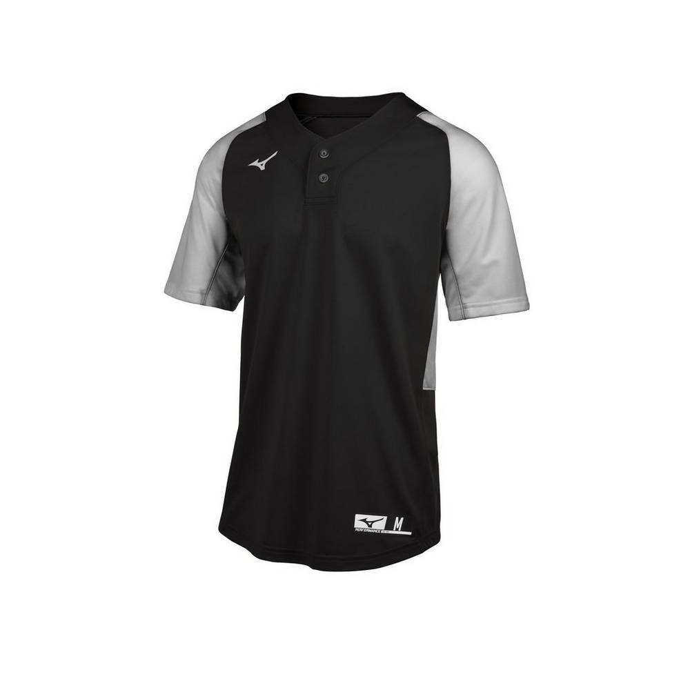 Mizuno Men's Aerolite 2-Button Baseball Jersey Black/Grey (350749-STJ)